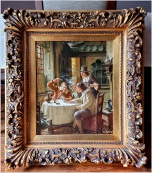 Monachijskie malarstwo! Obraz olejny - Gra w karty - Fritz Wagner (1896-1939)