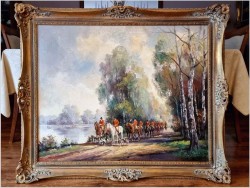 Polowanie Par force! Malarstwo - Beno Krauel *1907 (120cm x 100cm)