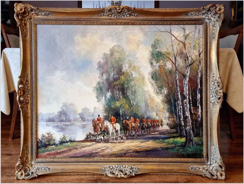 Polowanie Par force! Malarstwo - Beno Krauel *1907 (120cm x 100cm)