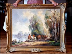 Polowanie Par force! Malarstwo - Beno Krauel *1907 (120cm x 100cm)