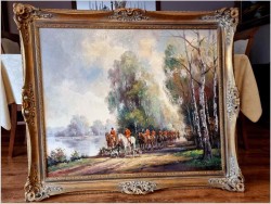 Polowanie Par force! Malarstwo - Beno Krauel *1907 (120cm x 100cm)