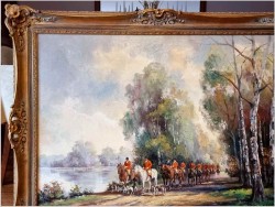 Polowanie Par force! Malarstwo - Beno Krauel *1907 (120cm x 100cm)