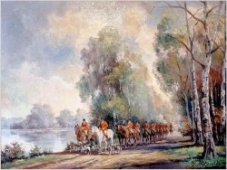 Polowanie Par force! Malarstwo - Beno Krauel *1907 (120cm x 100cm)