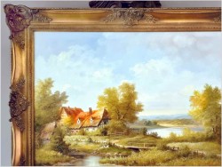 Szczegółowe malarstwo olejne! Wiejski pejzaż - Fritz Zschiesche *1926 