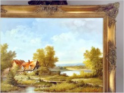 Szczegółowe malarstwo olejne! Wiejski pejzaż - Fritz Zschiesche *1926 
