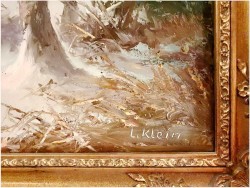 Zimowy Duży Pejzaż z Dzikami - Lothar Klein (*1911 Düsseldorf)