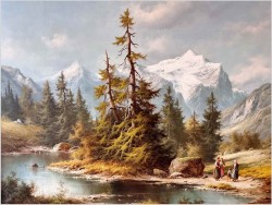 Obraz inwestycja! Jesienny Krajobraz ze sztafażem - Ludwig Muninger (1929-1997)