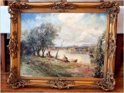 Wspaniały jesienny pejzaż! Piknik nad brzegiem wody - Ludwig Gschossmann *1894 