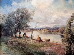 Wspaniały jesienny pejzaż! Piknik nad brzegiem wody - Ludwig Gschossmann *1894 