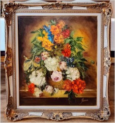 Martwa natura! Bukiet kolorowych kwiatów - Heinrich Garossa *1902