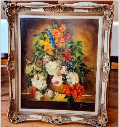 Martwa natura! Bukiet kolorowych kwiatów - Heinrich Garossa *1902