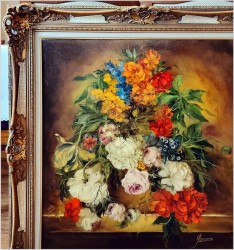 Martwa natura! Bukiet kolorowych kwiatów - Heinrich Garossa *1902