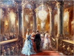 Malarstwo do salonu! Scena balu w zabytkowym wnętrzu - Constantin GRAF (Berlin *1930)
