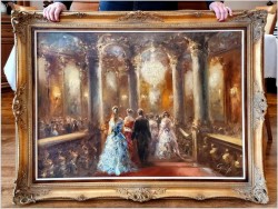 Malarstwo do salonu! Scena balu w zabytkowym wnętrzu - Constantin GRAF (Berlin *1930)