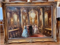 Malarstwo do salonu! Scena balu w zabytkowym wnętrzu - Constantin GRAF (Berlin *1930)