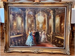 Malarstwo do salonu! Scena balu w zabytkowym wnętrzu - Constantin GRAF (Berlin *1930)