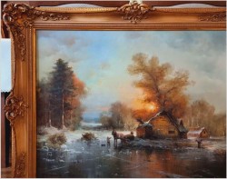 Klimatyczny zimowy pejzaż ze sztafażem! Hamid MEHRNIA (ur. 1942 w Tabriz / Iran)