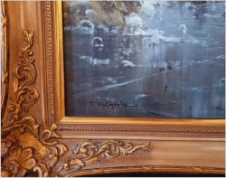 Klimatyczny zimowy pejzaż ze sztafażem! Hamid MEHRNIA (ur. 1942 w Tabriz / Iran)