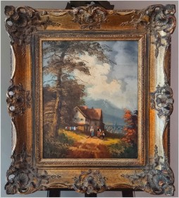 Wiejski krajobraz! Spotkanie na drodze - Heinrich Berger (1898-1977)