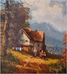 Wiejski krajobraz! Spotkanie na drodze - Heinrich Berger (1898-1977)