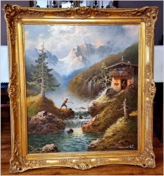 2. Wędkarz nad wodospadem w Pitztal - Gustaw Weiss/Guwe