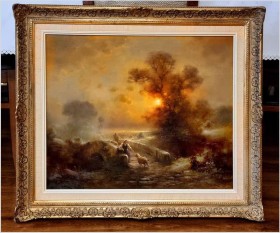 Wspaniały nokturn! Pasterka ze stadem owiec - Günter König *1926 