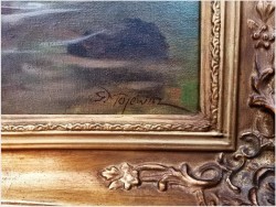 Dostojny Jeleń w leśnym strumieniu - oryg. Georg Majewicz (1897-1965)