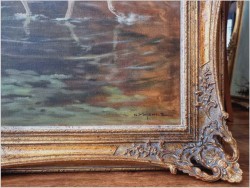 Obraz dla myśliwego! Przeprawa łosi przez mokradła - oryg. Georg Majewicz 1897-1965 