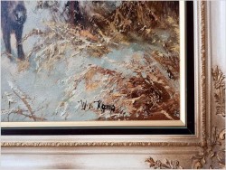 Rarytas! Zimowy pejzaż z dzikami - W.v.Kamp (120cm X 90cm)