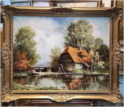 Wiejski krajobraz! Widok na stary młyn wodny - Jürgen Winter (1931-2010)