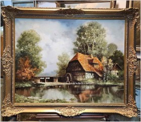 Wiejski krajobraz! Widok na stary młyn wodny - Jürgen Winter (1931-2010)