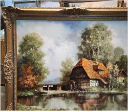 Wiejski krajobraz! Widok na stary młyn wodny - Jürgen Winter (1931-2010)