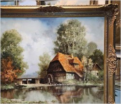 Wiejski krajobraz! Widok na stary młyn wodny - Jürgen Winter (1931-2010)