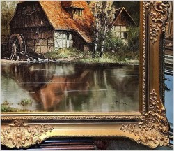 Wiejski krajobraz! Widok na stary młyn wodny - Jürgen Winter (1931-2010)