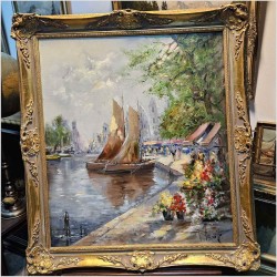 Barwny obraz! Łodzie w portowym nabrzeżu - Heinz HOHENDORFF (1917-2003)