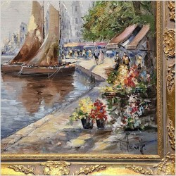 Barwny obraz! Łodzie w portowym nabrzeżu - Heinz HOHENDORFF (1917-2003)