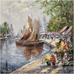 Barwny obraz! Łodzie w portowym nabrzeżu - Heinz HOHENDORFF (1917-2003)