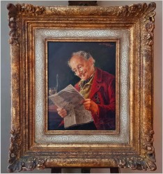 Przedwojenny obraz olejny - Mężczyzna czytający gazetę - Otto Kirchner *1887