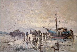 Pozycja w technice szpachlowej! Rozładunek krabów - Wim Van Norden (1917-2001)