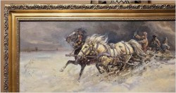 Polskie Malarstwo Aukcyjne! Atak wilków - Edward Pierzyński (Polish *1922)