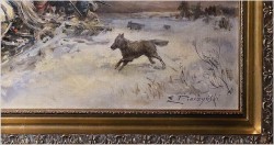 Polskie Malarstwo Aukcyjne! Atak wilków - Edward Pierzyński (Polish *1922)