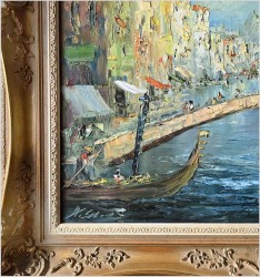 8. Polecamy! Duży szpachlowy obraz z widokiem Wenecji - Prof. Werner Scholl (1911-1980)