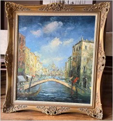 3. Polecamy! Duży szpachlowy obraz z widokiem Wenecji - Prof. Werner Scholl (1911-1980)