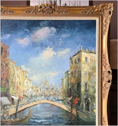 6. Polecamy! Duży szpachlowy obraz z widokiem Wenecji - Prof. Werner Scholl (1911-1980)