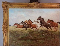 Malarstwo aukcyjne! Pędzące konie - George Majewicz (1897-1965) Rozmiar XXL!