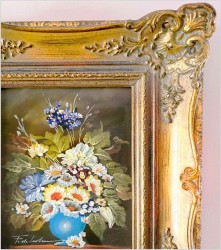 Malarstwo olejne! Bukiet kwiatów w wazonie - XXw. Poz. II