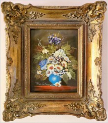 Malarstwo olejne! Bukiet kwiatów w wazonie - XXw. Poz. II