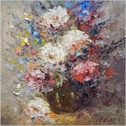 Kwiaty w technice szpachlowej - Johannes Hubertus Hendrikus BÉVORT (1917-1996)