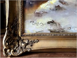 Konna przejażdżka w zimowej scenerii - obraz olejny Michael Borbely *1923 