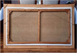 Promocja! Duża panorama olejna - Droga przez wioskę / Belgia XXw. (138cm x 78cm)